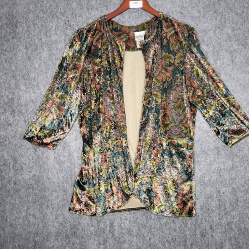 More Promises Women's Velvet Floral Jacket Blazer 20W Made in‎ USA Read